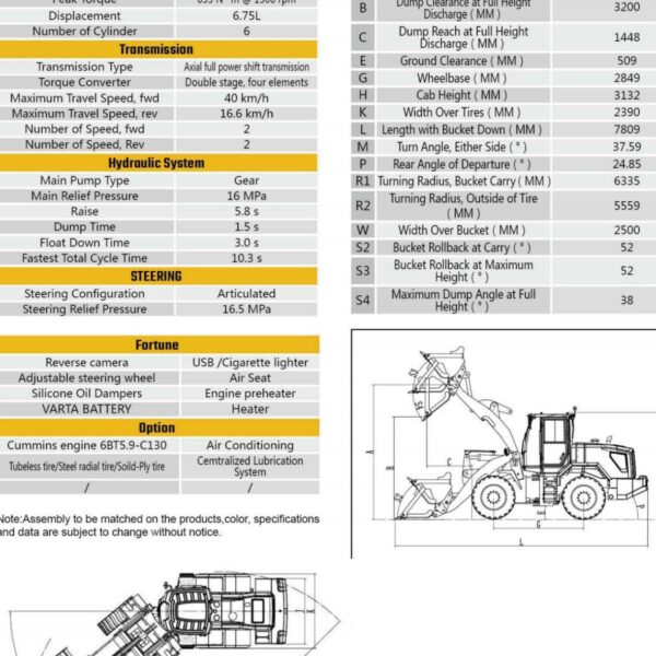 Încărcător frontal – Model WPG6125E22 - 1,8 m3, 15 ore de functionare ! - imagine 3