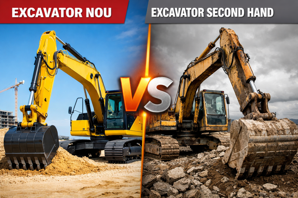 Excavator nou vs excavator second hand – ce variantă este mai avantajoasă pentru afacerea ta