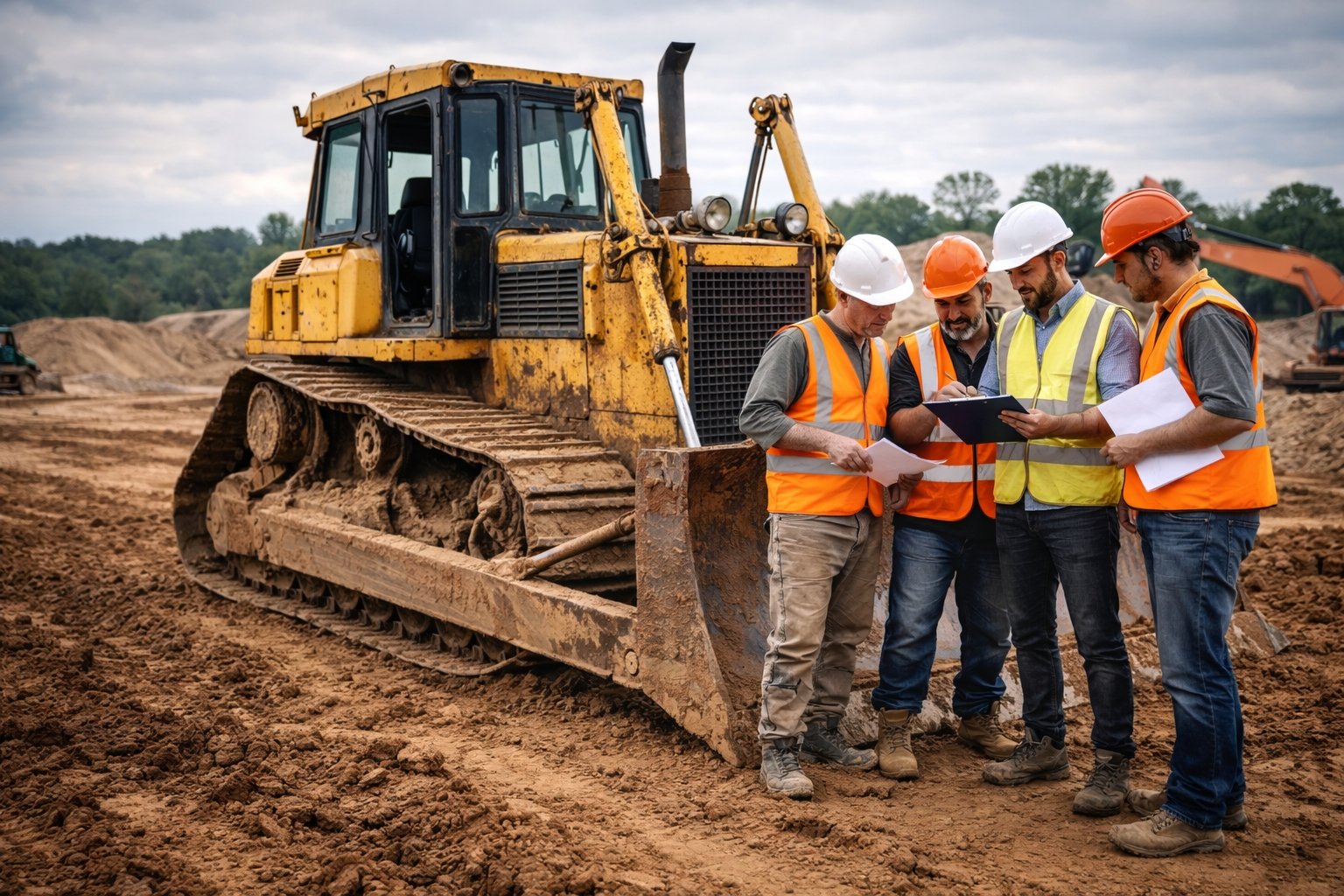 Buldozer second hand pe santier